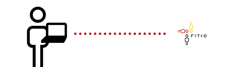 Abbildung eines FITKO-Männchens, das einen Laptop in der Hand hat und daneben das Logo der FITKO.