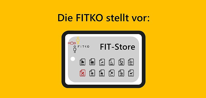 Bild mit Tablet, das den FIT-Store symbolisiert