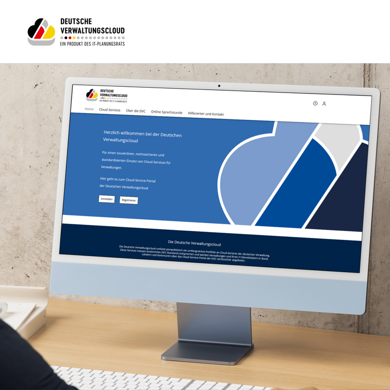 Foto eines  Bildschirms, auf dem die Startseite der DVC-Website abgebildet ist