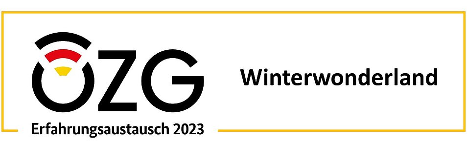 Logo "OZG-Erfahrungsaustausch 2023" mit dem Motto "Winterwonderland"