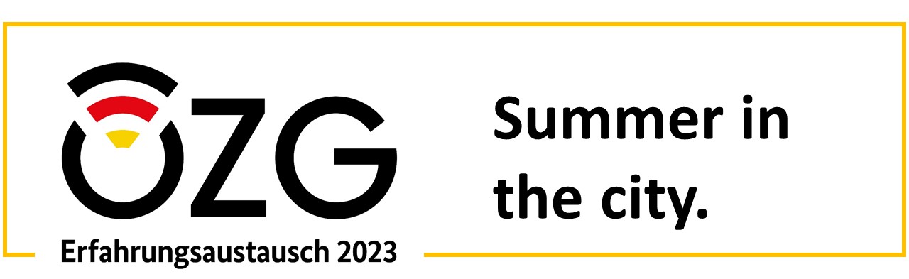 Logo OZG-Erfahrungsaustausch mit Slogan "Summer in the city"